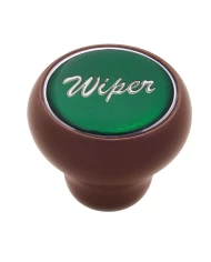 (CARD) WOOD DELUXE DASH KNOB W/ GLOSSY "WIPER" STICKER - GREEN (CARD) WOOD DELUXE DASH KNOB W/ GLOSSY "WIPER" STICKER - GREEN
