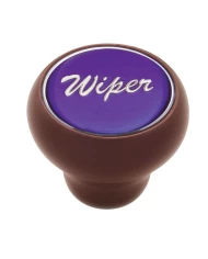 (CARD) WOOD DELUXE DASH KNOB W/ GLOSSY "WIPER" STICKER - PURPLE (CARD) WOOD DELUXE DASH KNOB W/ GLOSSY "WIPER" STICKER - PURPLE