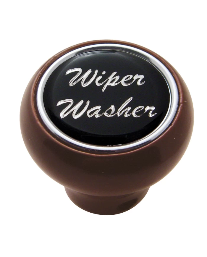 (CARD) WOOD DELUXE DASH KNOB W/ GLOSSY "WIPER/WASHER" STICKER - BLACK (CARD) WOOD DELUXE DASH KNOB W/ GLOSSY "WIPER/WASHER" STICKER - BLACK