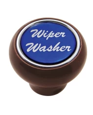 (CARD) WOOD DELUXE DASH KNOB W/ GLOSSY "WIPER/WASHER" STICKER - BLUE (CARD) WOOD DELUXE DASH KNOB W/ GLOSSY "WIPER/WASHER" STICKER - BLUE