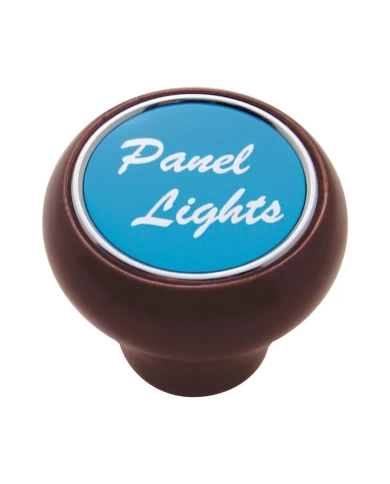 (CARD) WOOD DELUXE DASH KNOB W/ ALUMINUM "PANEL LIGHTS" STICKER - BLUE (CARD) WOOD DELUXE DASH KNOB W/ ALUMINUM "PANEL LIGHTS" STICKER - BLUE