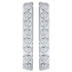 UP33601-SS Front Air Cleaner Bracket With 16X 9 LED 2" Lights & Visors For Peterbilt-Amber LED/Clear Lens