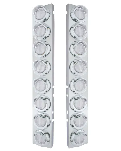 UP33601-SS Front Air Cleaner Bracket With 16X 9 LED 2" Lights & Visors For Peterbilt-Amber LED/Clear Lens