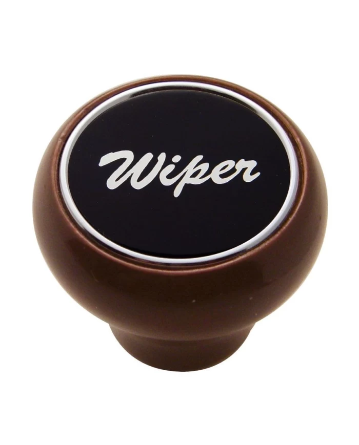 (CARD) WOOD DELUXE DASH KNOB W/ ALUMINUM "WIPER" STICKER - BLACK (CARD) WOOD DELUXE DASH KNOB W/ ALUMINUM "WIPER" STICKER - BLACK