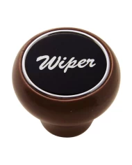 (CARD) WOOD DELUXE DASH KNOB W/ ALUMINUM "WIPER" STICKER - BLACK (CARD) WOOD DELUXE DASH KNOB W/ ALUMINUM "WIPER" STICKER - BLACK