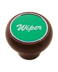 (CARD) WOOD DELUXE DASH KNOB W/ ALUMINUM "WIPER" STICKER - GREEN (CARD) WOOD DELUXE DASH KNOB W/ ALUMINUM "WIPER" STICKER - GREEN