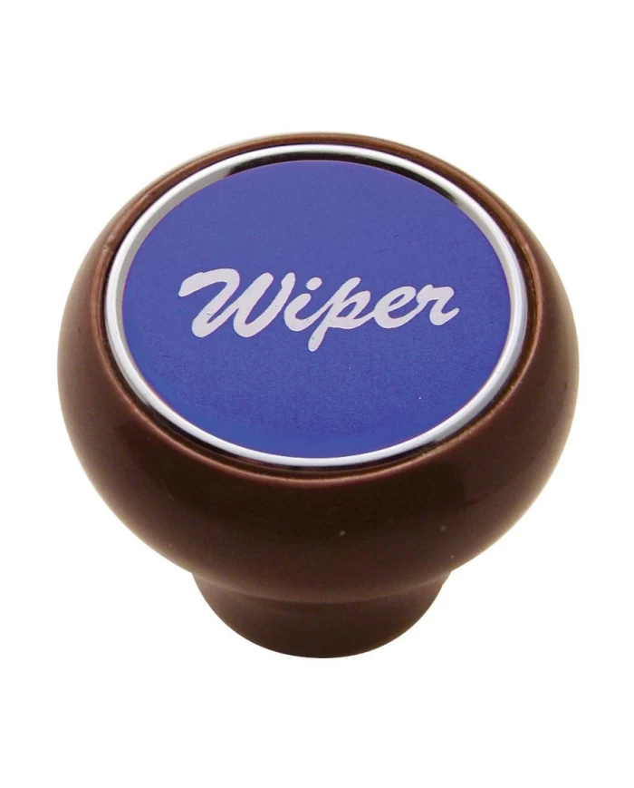 (CARD) WOOD DELUXE DASH KNOB W/ ALUMINUM "WIPER" STICKER - PURPLE (CARD) WOOD DELUXE DASH KNOB W/ ALUMINUM "WIPER" STICKER - PURPLE
