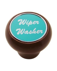 (CARD) WOOD DELUXE DASH KNOB W/ ALUMINUM "WIPER/WASHER" STICKER - BLUE (CARD) WOOD DELUXE DASH KNOB W/ ALUMINUM "WIPER/WASHER" STICKER - BLUE