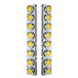 UP33602-SS Front Air Cleaner Bracket With 16X 9 LED 2" Reflector Lights & Visors For Peterbilt -Amber LED & Lens