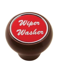 (CARD) WOOD DELUXE DASH KNOB W/ ALUMINUM "WIPER/WASHER" STICKER - RED (CARD) WOOD DELUXE DASH KNOB W/ ALUMINUM "WIPER/WASHER" STICKER - RED