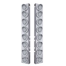 UP33603-SS Front Air Cleaner Bracket With 16X 9 LED 2" Reflector Lights & Visors For Peterbilt-Amber LED/Clear Lens