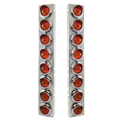 UP33606-SS Front Air Cleaner Bracket With 16X 9 LED 2" Beehive Lights & Visors For Peterbilt-Amber LED & Lens