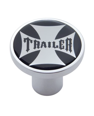 (CARD) CHROME AIR VALVE KNOB W/ GLOSSY "TRAILER" MALTESE CROSS STICKER - BLACK (CARD) CHROME AIR VALVE KNOB W/ GLOSSY "TRAILER" MALTESE CROSS STICKER - BLACK