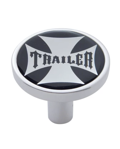 (CARD) CHROME LONG PIN MOUNT AIR VALVE KNOB W/ GLOSSY " TRAILER" STICKER - BLACK (CARD) CHROME LONG PIN MOUNT AIR VALVE KNOB W/ GLOSSY " TRAILER" STICKER - BLACK