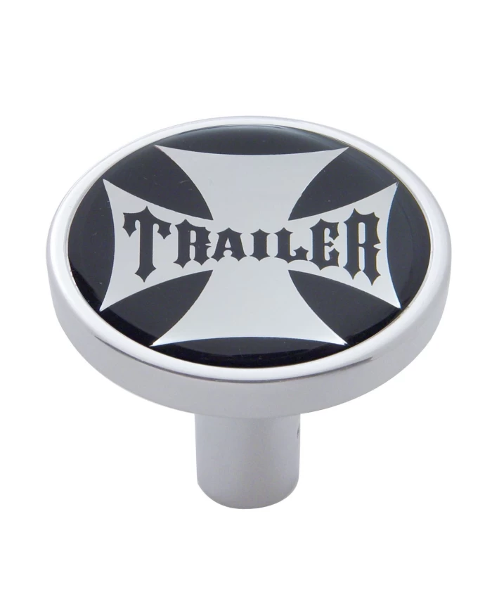 (CARD) CHROME LONG PIN MOUNT AIR VALVE KNOB W/ GLOSSY " TRAILER" STICKER - BLACK (CARD) CHROME LONG PIN MOUNT AIR VALVE KNOB W/ GLOSSY " TRAILER" STICKER - BLACK