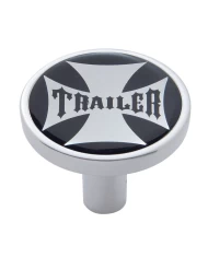 (CARD) CHROME LONG PIN MOUNT AIR VALVE KNOB W/ GLOSSY " TRAILER" STICKER - BLACK (CARD) CHROME LONG PIN MOUNT AIR VALVE KNOB W/ GLOSSY " TRAILER" STICKER - BLACK