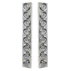 UP33607-SS Front Air Cleaner Bracket With 16X 9 LED 2" Beehive Lights & Visors For Peterbilt-Amber LED/Clear Lens
