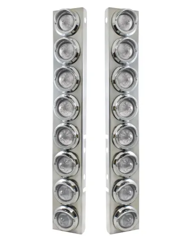 UP33607-SS Front Air Cleaner Bracket With 16X 9 LED 2" Beehive Lights & Visors For Peterbilt-Amber LED/Clear Lens