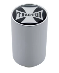 (CARD) CHROME ALUMINUM 3" AIR VALVE KNOB W/ GLOSSY "TRACTOR" CROSS STICKER - BLACK