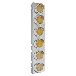 UP33608-SS Front Air Cleaner Bracket With 12X 9 LED 2" Lights & Visors For Peterbilt-Amber LED & Lens