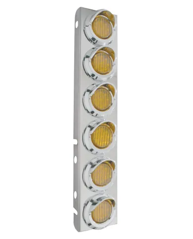 UP33608-SS Front Air Cleaner Bracket With 12X 9 LED 2" Lights & Visors For Peterbilt-Amber LED & Lens
