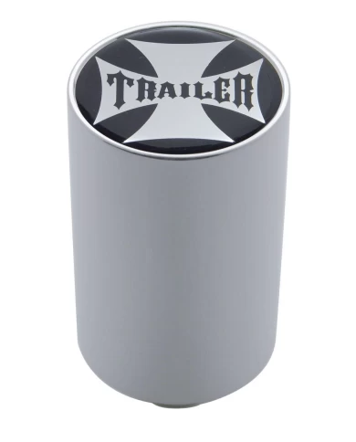 (CARD) CHROME ALUMINUM 3" AIR VALVE KNOB W/ GLOSSY "TRAILER" CROSS STICKER - BLACK (CARD) CHROME ALUMINUM 3" AIR VALVE KNOB W/ GLOSSY "TRAILER" CROSS STICKER - BLACK