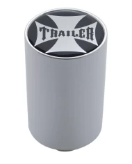 (CARD) CHROME ALUMINUM 3" AIR VALVE KNOB W/ GLOSSY "TRAILER" CROSS STICKER - BLACK
