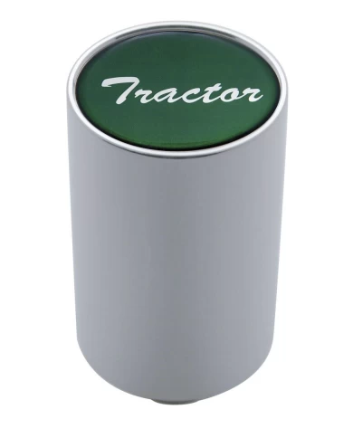 (CARD) CHROME ALUMINUM 3" AIR VALVE KNOB W/ GLOSSY "TRACTOR" STICKER - GREEN (CARD) CHROME ALUMINUM 3" AIR VALVE KNOB W/ GLOSSY "TRACTOR" STICKER - GREEN