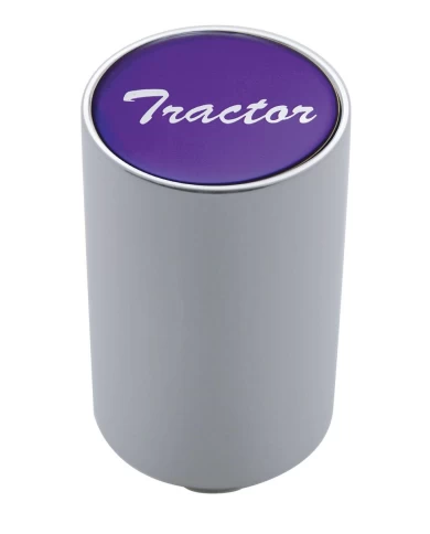 (CARD) CHROME ALUMINUM 3" AIR VALVE KNOB W/ GLOSSY "TRACTOR" STICKER - PURPLE (CARD) CHROME ALUMINUM 3" AIR VALVE KNOB W/ GLOSSY "TRACTOR" STICKER - PURPLE