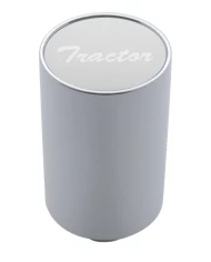 (CARD) CHROME ALUMINUM 3" AIR VALVE KNOB W/ GLOSSY "TRACTOR" STICKER - SILVER