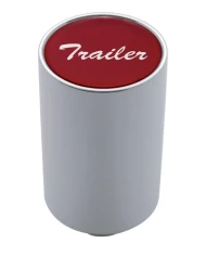 (CARD) CHROME ALUMINUM 3" AIR VALVE KNOB W/ GLOSSY "TRAILER" STICKER - RED