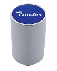 (CARD) CHROME ALUMINUM 3" AIR VALVE KNOB W/ ALUMINUM "TRACTOR" STICKER - BLUE
