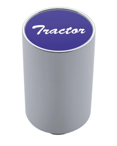 (CARD) CHROME ALUMINUM 3" AIR VALVE KNOB W/ ALUMINUM "TRACTOR" STICKER - PURPLE (CARD) CHROME ALUMINUM 3" AIR VALVE KNOB W/ ALUMINUM "TRACTOR" STICKER - PURPLE