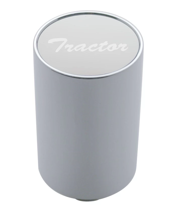 (CARD) CHROME ALUMINUM 3" AIR VALVE KNOB W/ ALUMINUM "TRACTOR" STICKER - SILVER (CARD) CHROME ALUMINUM 3" AIR VALVE KNOB W/ ALUMINUM "TRACTOR" STICKER - SILVER