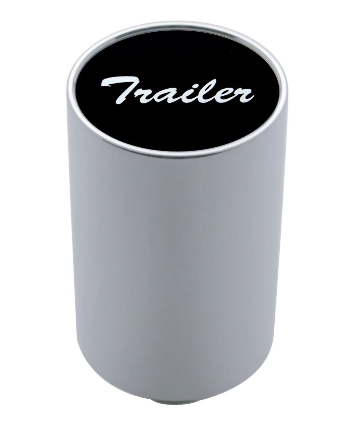 (CARD) CHROME ALUMINUM 3" AIR VALVE KNOB W/ ALUMINUM "TRAILER" STICKER - BLACK