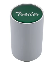 (CARD) CHROME ALUMINUM 3" AIR VALVE KNOB W/ ALUMINUM "TRAILER" STICKER - GREEN