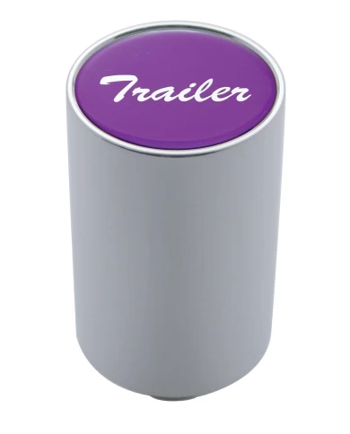 (CARD) CHROME ALUMINUM 3" AIR VALVE KNOB W/ ALUMINUM "TRAILER" STICKER - PURPLE (CARD) CHROME ALUMINUM 3" AIR VALVE KNOB W/ ALUMINUM "TRAILER" STICKER - PURPLE