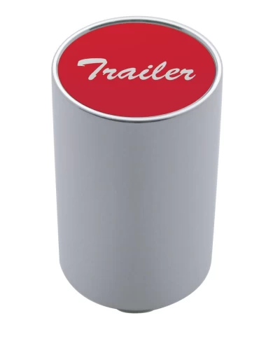 (CARD) CHROME ALUMINUM 3" AIR VALVE KNOB W/ ALUMINUM "TRAILER" STICKER - RED (CARD) CHROME ALUMINUM 3" AIR VALVE KNOB W/ ALUMINUM "TRAILER" STICKER - RED