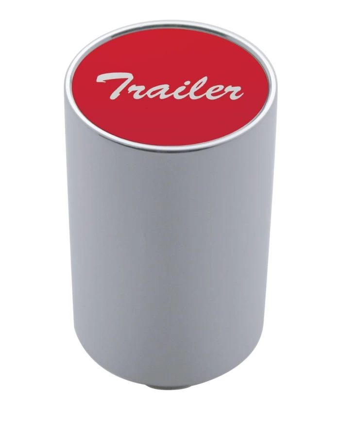 (CARD) CHROME ALUMINUM 3" AIR VALVE KNOB W/ ALUMINUM "TRAILER" STICKER - RED