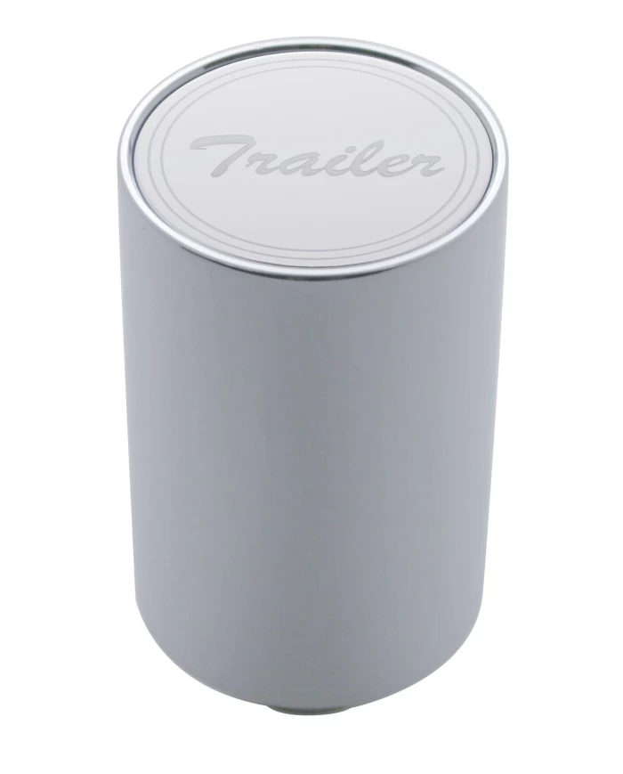 (CARD) CHROME ALUMINUM 3" AIR VALVE KNOB W/ STAINLESS STEEL CURSIVE SCRIPT PLAQUE - TRAILER