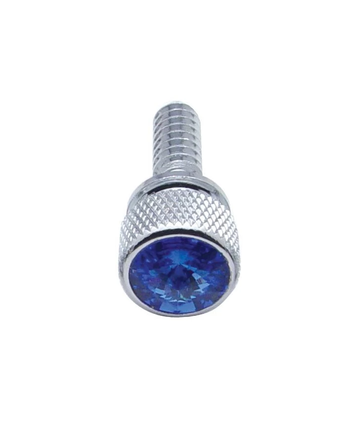 (14/CARD) CHROME PETERBILT DASH SCREWS W/ DIAMOND - BLUE (14/CARD) CHROME PETERBILT DASH SCREWS W/ DIAMOND - BLUE