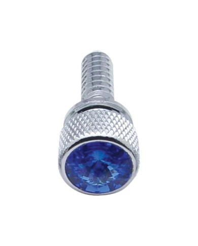(BULK) CHROME PETERBILT DASH SCREWS W/ DIAMOND - BLUE (BULK) CHROME PETERBILT DASH SCREWS W/ DIAMOND - BLUE