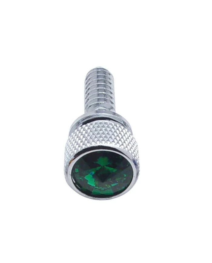 (14/CARD) CHROME PETERBILT DASH SCREWS W/ DIAMOND - GREEN (14/CARD) CHROME PETERBILT DASH SCREWS W/ DIAMOND - GREEN