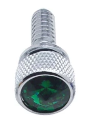 (14/CARD) CHROME PETERBILT DASH SCREWS W/ DIAMOND - GREEN (14/CARD) CHROME PETERBILT DASH SCREWS W/ DIAMOND - GREEN