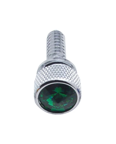 (BULK) CHROME PETERBILT DASH SCREWS W/ DIAMOND - GREEN (BULK) CHROME PETERBILT DASH SCREWS W/ DIAMOND - GREEN