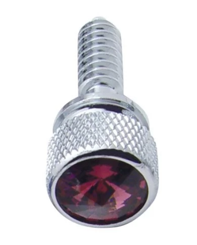 (14/CARD) CHROME PETERBILT DASH SCREWS W/ DIAMOND - PURPLE (14/CARD) CHROME PETERBILT DASH SCREWS W/ DIAMOND - PURPLE