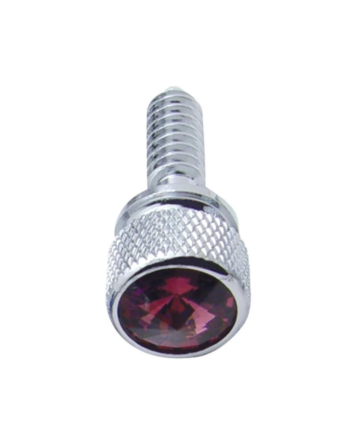 (BULK) CHROME PETERBILT DASH SCREWS W/ DIAMOND - PURPLE (BULK) CHROME PETERBILT DASH SCREWS W/ DIAMOND - PURPLE