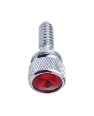 (BULK) CHROME PETERBILT DASH SCREWS W/ DIAMOND - RED (BULK) CHROME PETERBILT DASH SCREWS W/ DIAMOND - RED