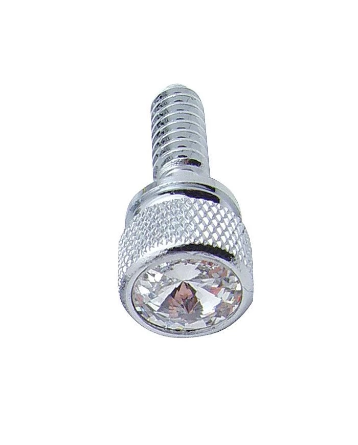 (14/CARD) CHROME PETERBILT DASH SCREWS W/ DIAMOND - CLEAR (14/CARD) CHROME PETERBILT DASH SCREWS W/ DIAMOND - CLEAR