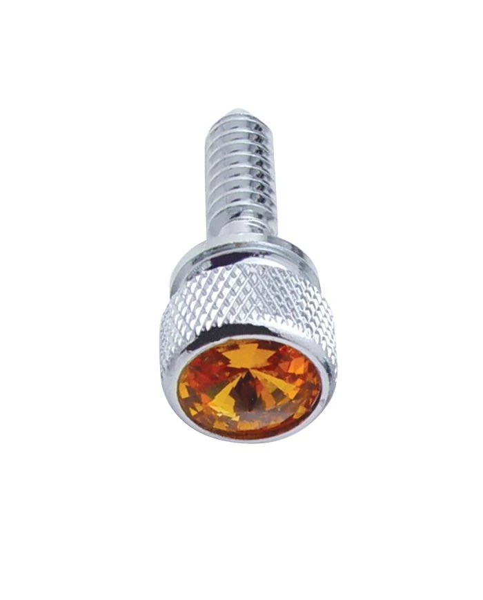 (14/CARD) CHROME PETERBILT DASH SCREWS W/ DIAMOND - AMBER (14/CARD) CHROME PETERBILT DASH SCREWS W/ DIAMOND - AMBER